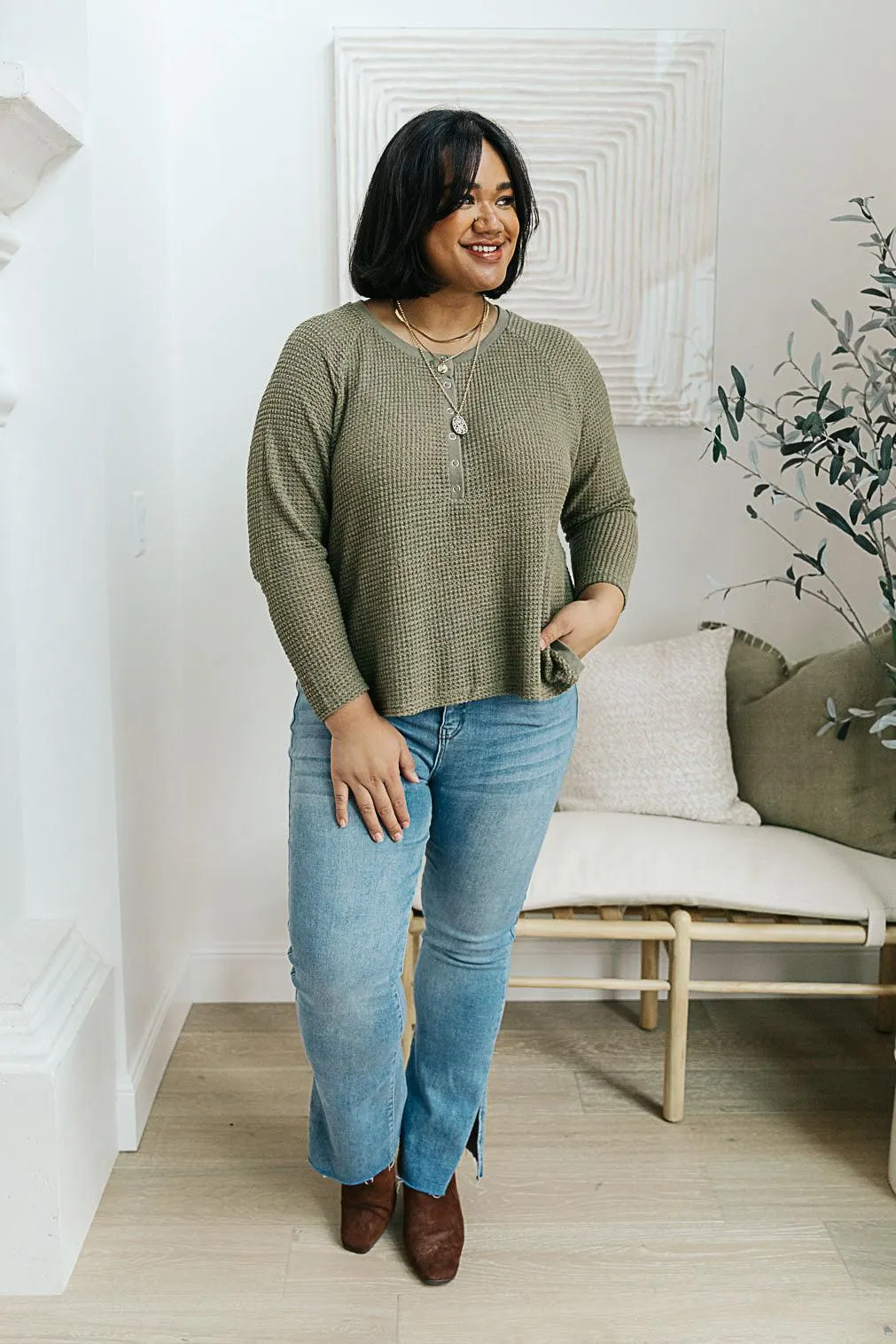 Hazel Blues® | Wishful Thinking Henley In Olive