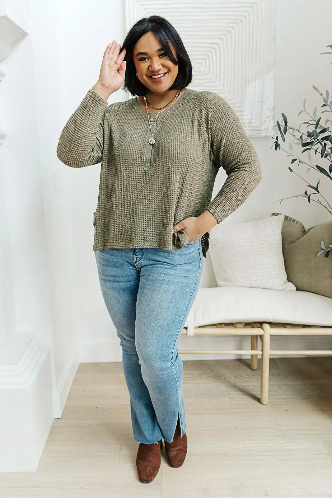 Hazel Blues® | Wishful Thinking Henley In Olive