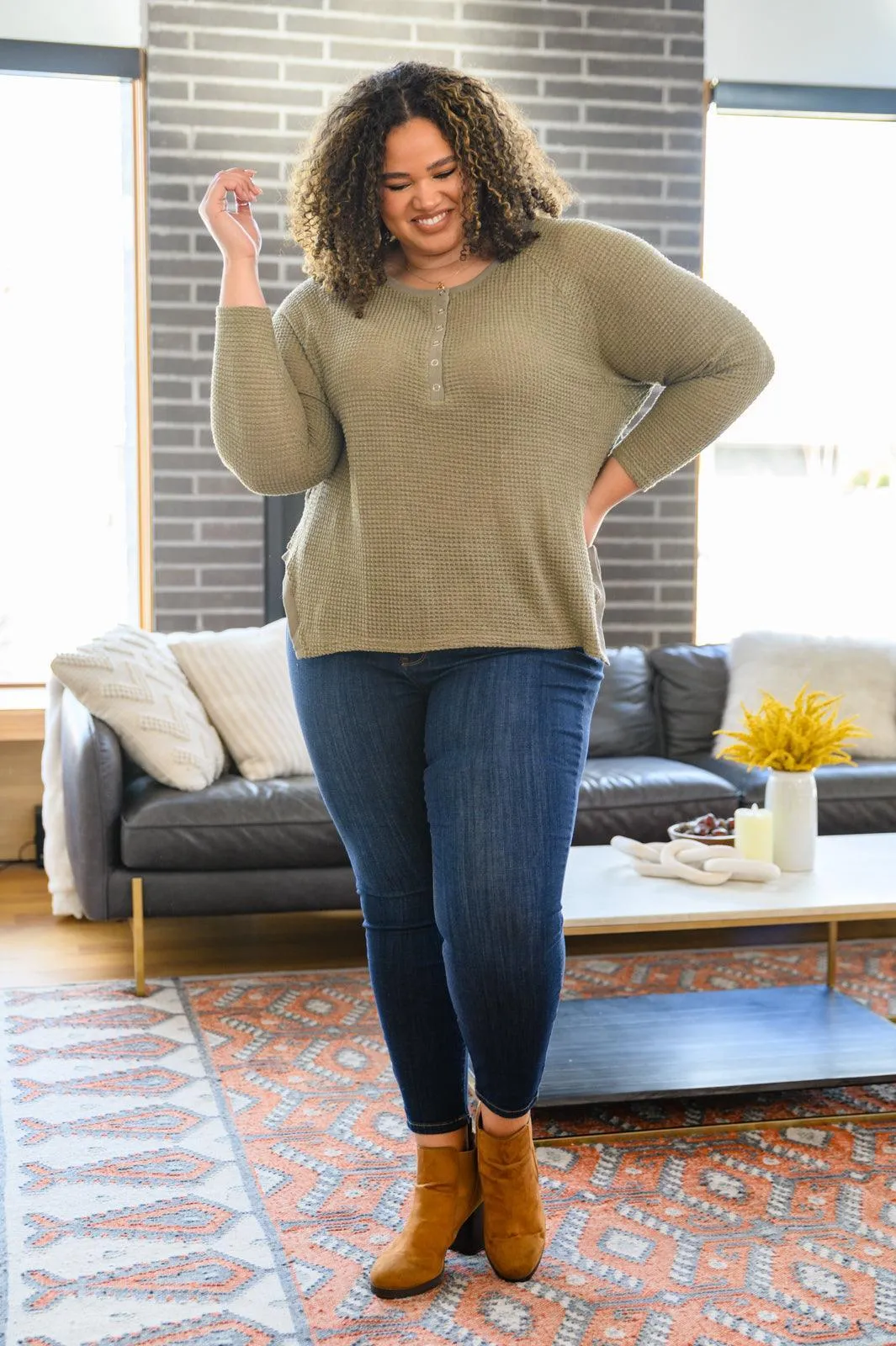 Hazel Blues® | Wishful Thinking Henley In Olive