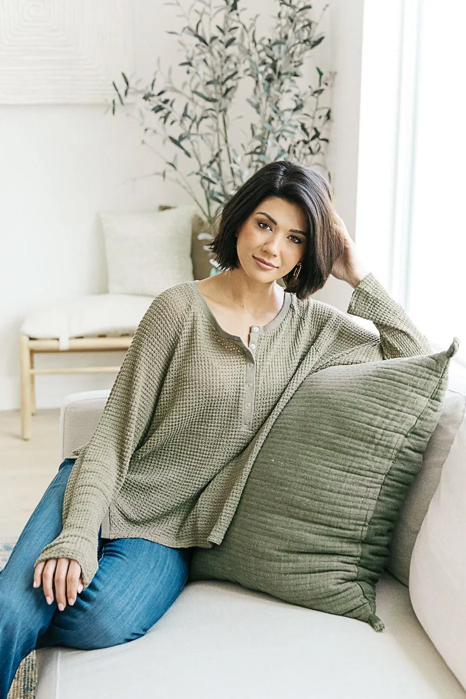 Hazel Blues® | Wishful Thinking Henley In Olive
