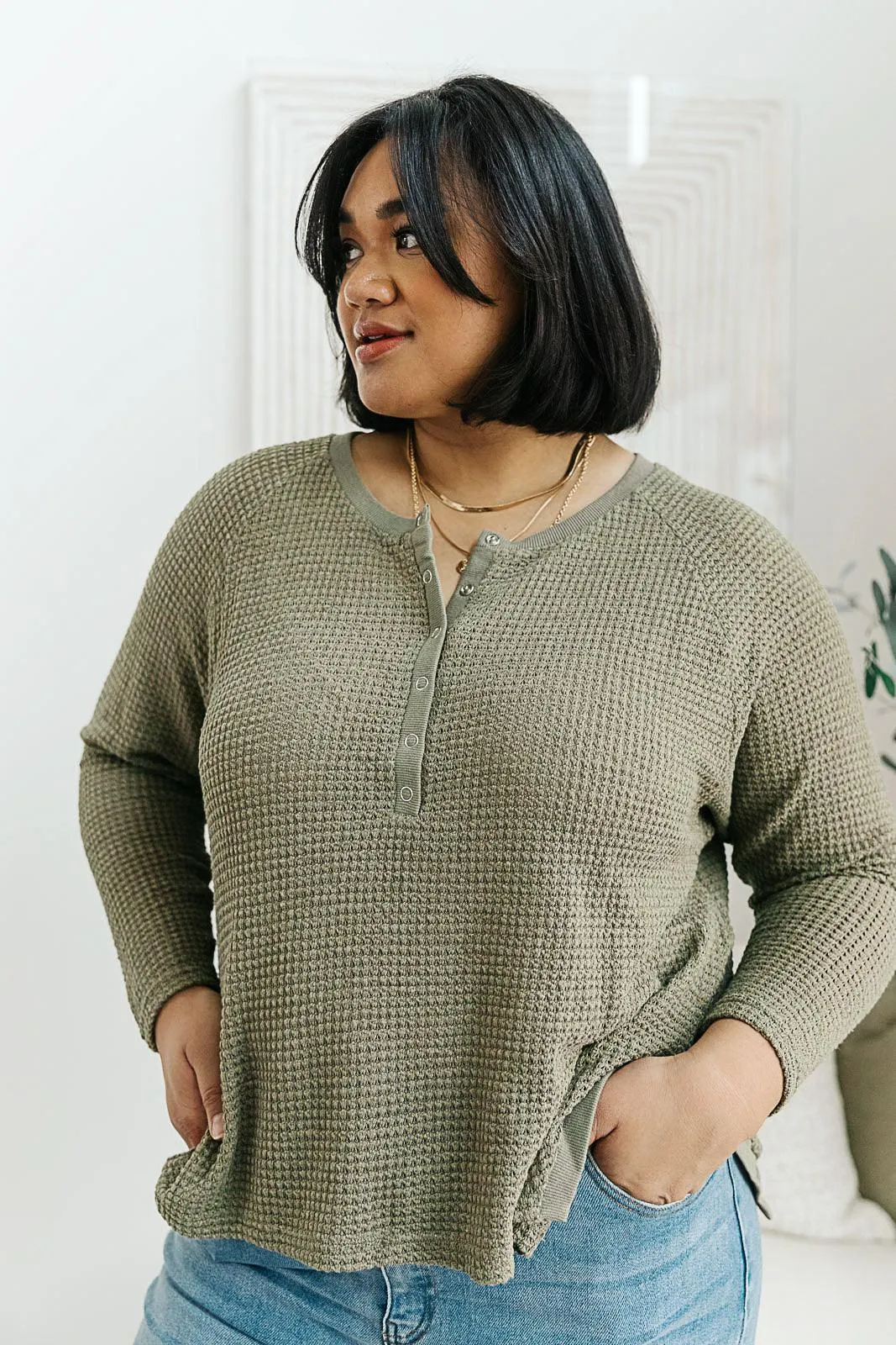 Hazel Blues® | Wishful Thinking Henley In Olive
