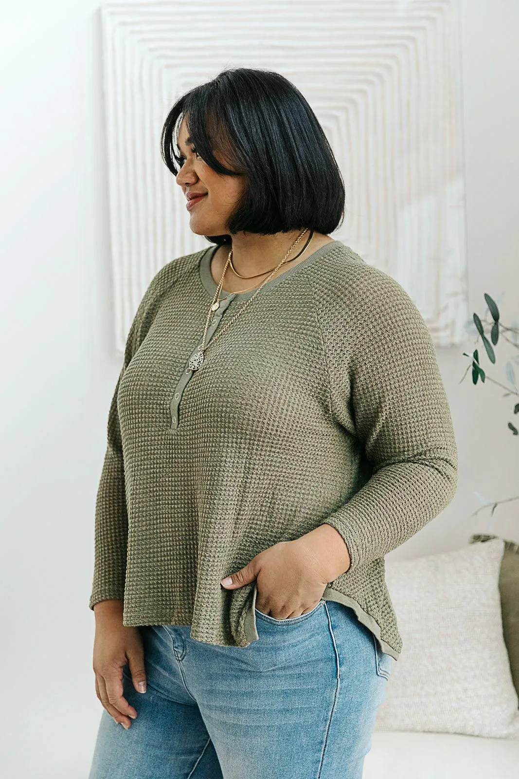 Hazel Blues® | Wishful Thinking Henley In Olive