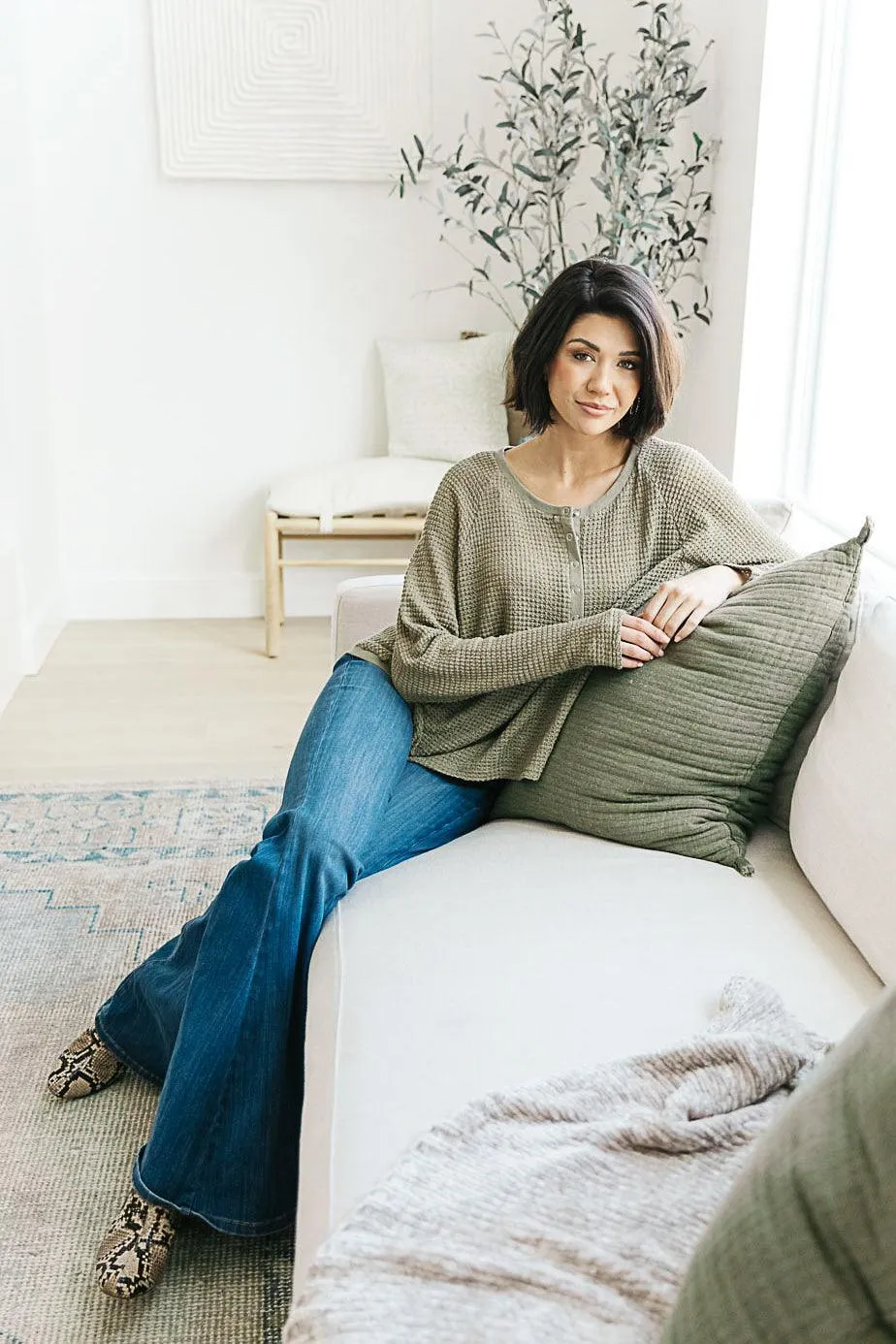 Hazel Blues® | Wishful Thinking Henley In Olive