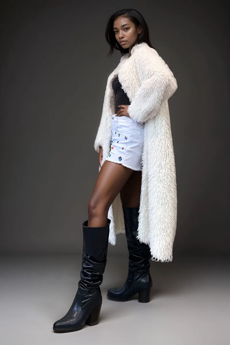 HCT008 Abstract Oversized Hooded Coat Outerwear