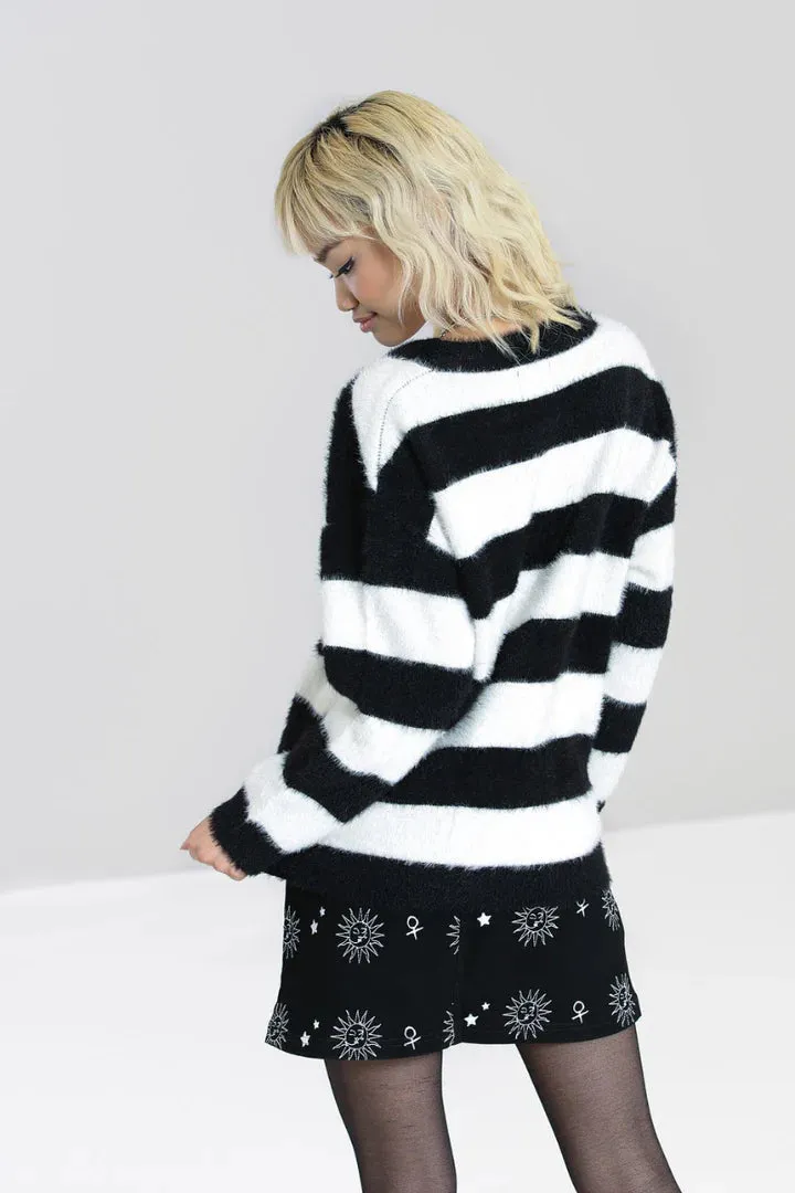 Hell Bunny Nevermind Cardigan Black & White Stripe