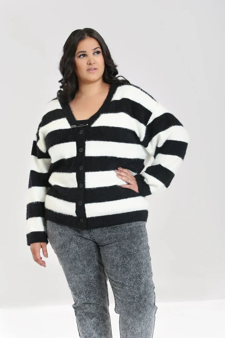 Hell Bunny Nevermind Cardigan Black & White Stripe