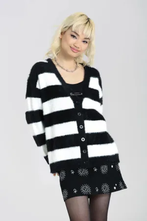 Hell Bunny Nevermind Cardigan Black & White Stripe