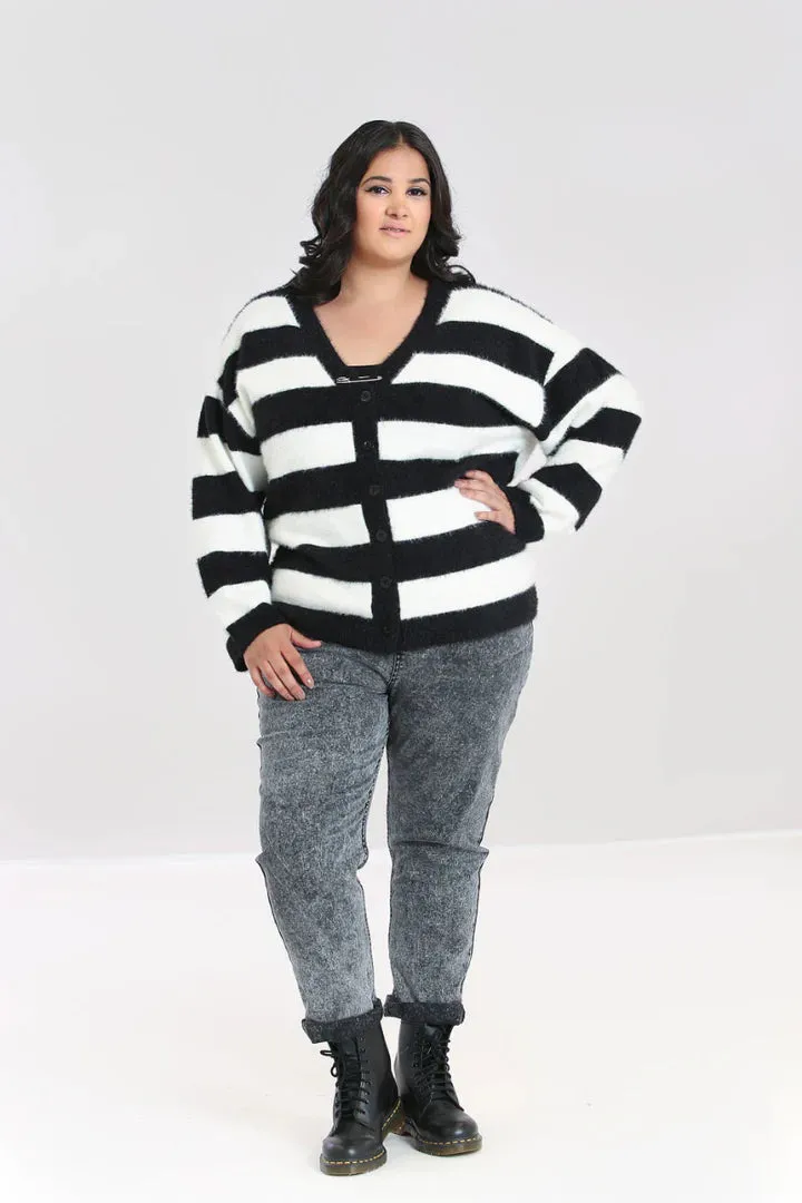 Hell Bunny Nevermind Cardigan Black & White Stripe