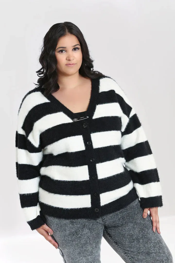 Hell Bunny Nevermind Cardigan Black & White Stripe