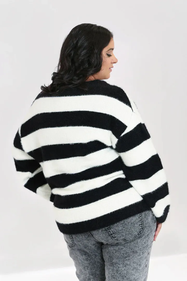 Hell Bunny Nevermind Cardigan Black & White Stripe