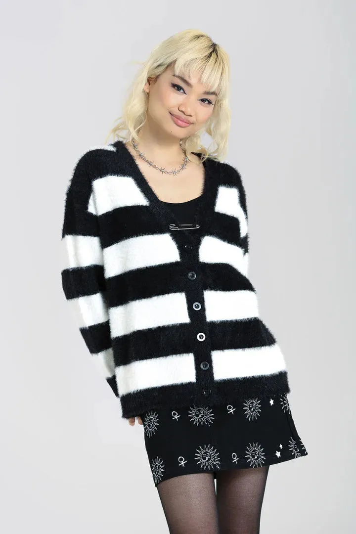 Hell Bunny Nevermind Cardigan Black & White Stripe