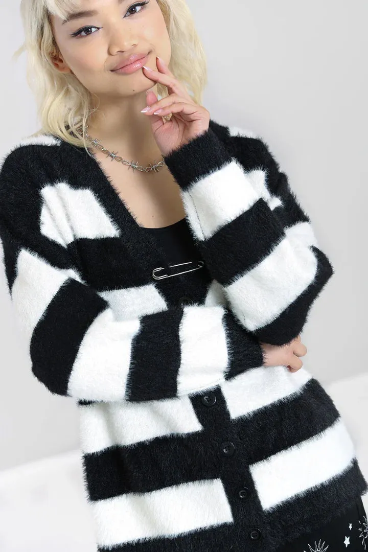 Hell Bunny Nevermind Cardigan Black & White Stripe