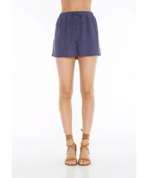 High Waisted Flowy Short Seascape Navy
