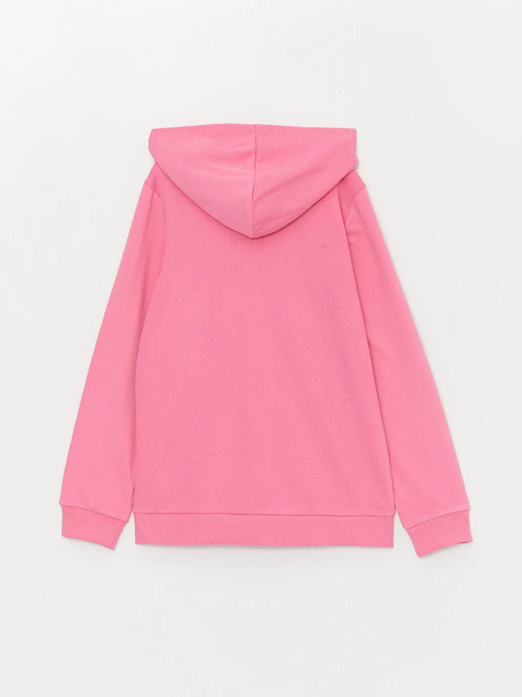 Hooded Basic Long Sleeve Girls Zippered Sweatshirt