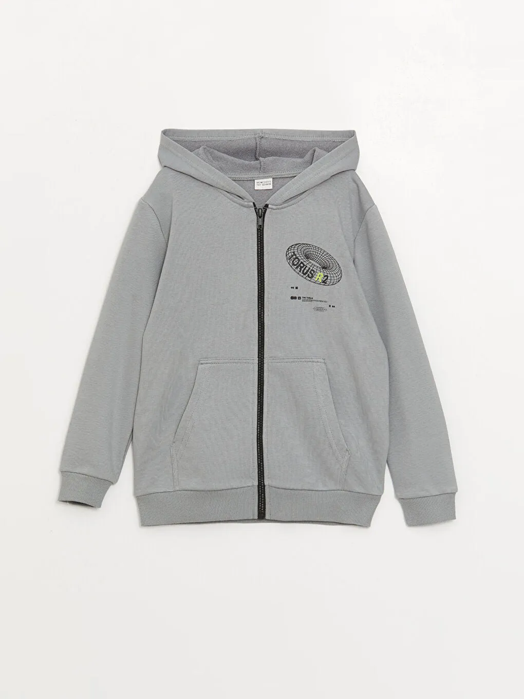 Hooded Printed Long Sleeve Boys' Zipper Sweatshirt