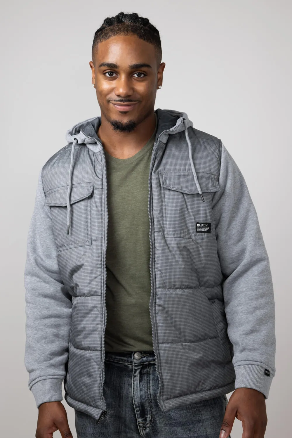 Hooded Vest Jacket for Men in Granite | MTJ05217F3-GRANITE