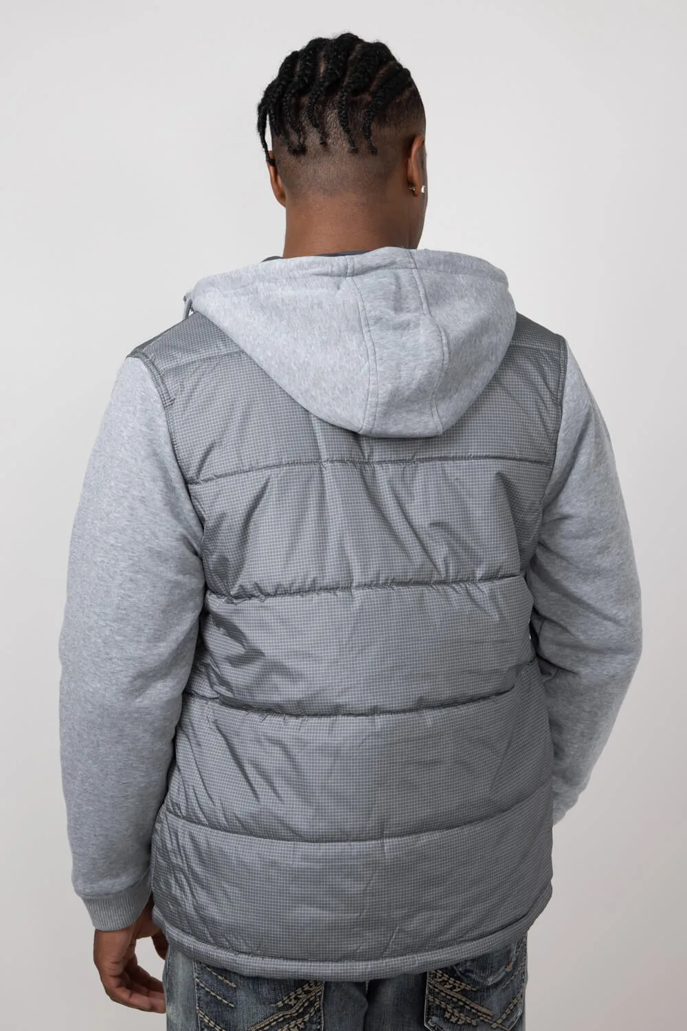 Hooded Vest Jacket for Men in Granite | MTJ05217F3-GRANITE