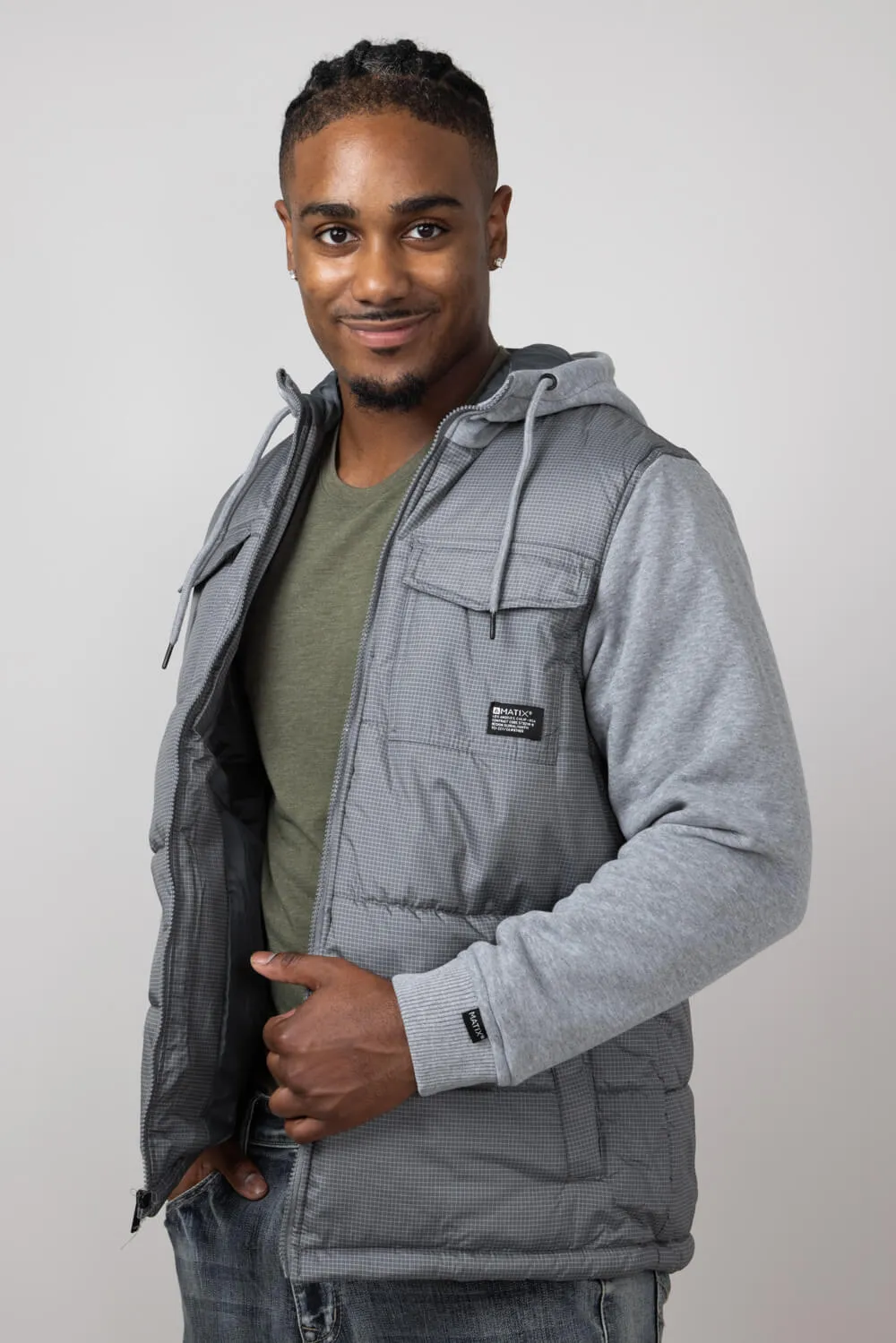 Hooded Vest Jacket for Men in Granite | MTJ05217F3-GRANITE