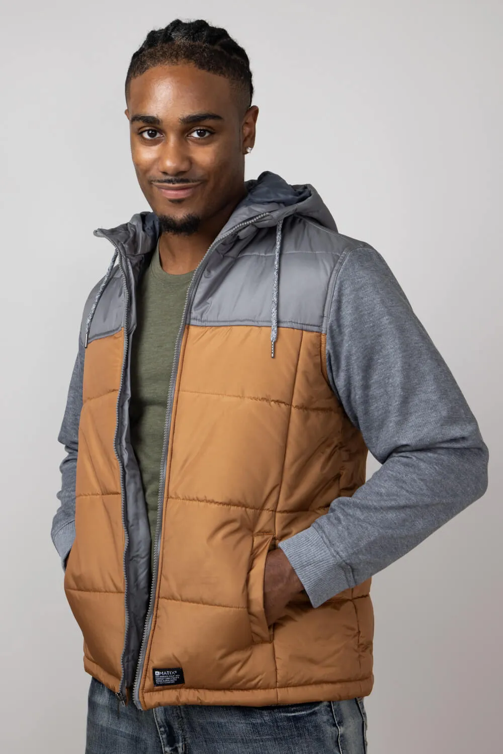 Hooded Vest Jacket for Men in Pumpkin Spice | MTJ04846F3-PUMPKINSPICE