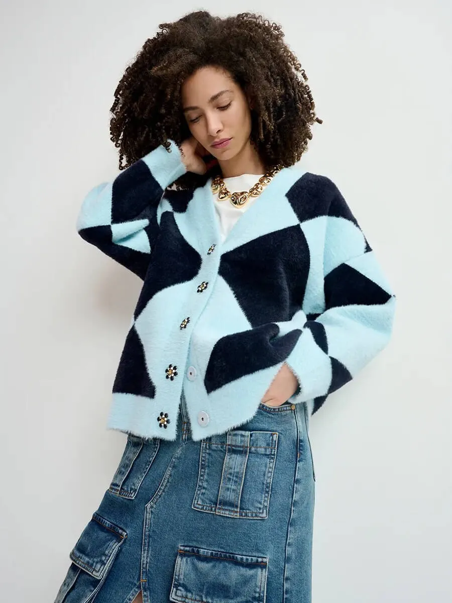 How Cardigan - Blue Harlequin