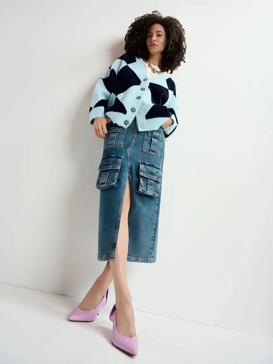 How Cardigan - Blue Harlequin