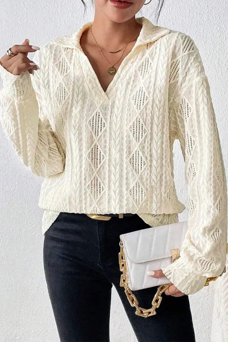 HTR1150 Diamond Lace Pullover Top