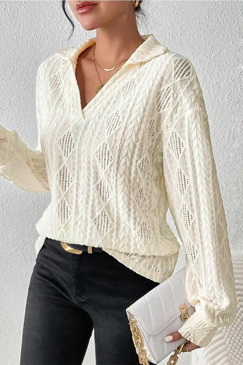HTR1150 Diamond Lace Pullover Top