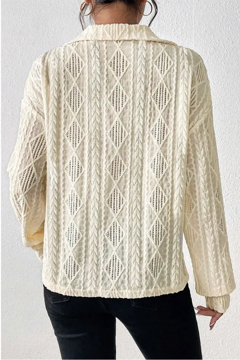 HTR1150 Diamond Lace Pullover Top