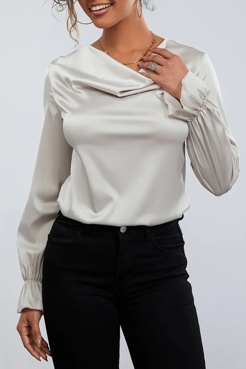 HTS1119 Satin Grace Drape Top