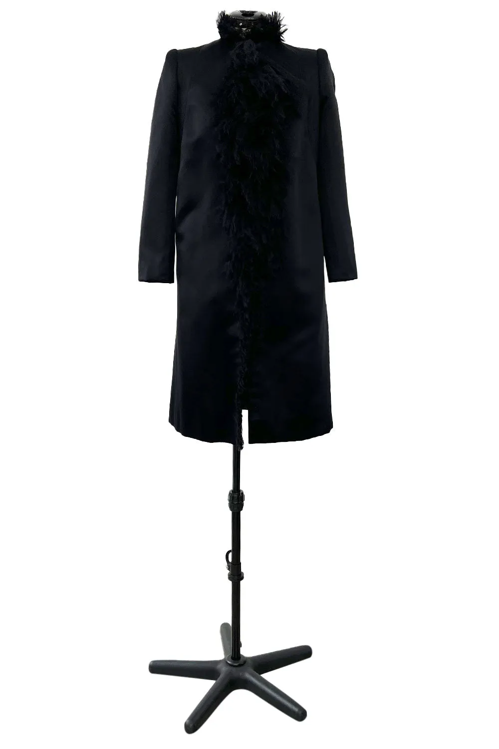 Iconic Fall 2000 Chanel by Karl Lagerfeld Haute Couture Black Silk Tulle Ruffle Evening Coat