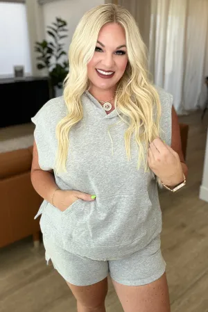 In My Comfort Zone Sleeveless Hoodie and Shorts Set in Heather Gray
