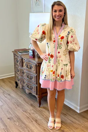 Ivory Floral and Stripe Dress (TL)
