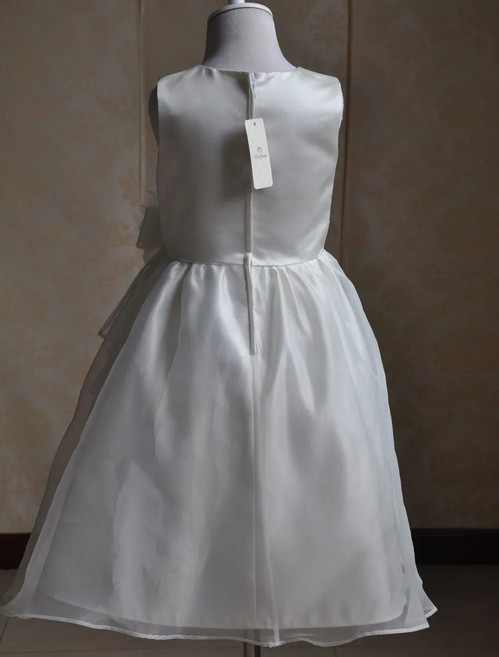 Ivory flower girl dress Sash Bows Ruffles Dress