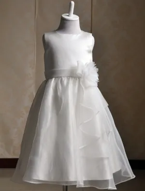 Ivory flower girl dress Sash Bows Ruffles Dress