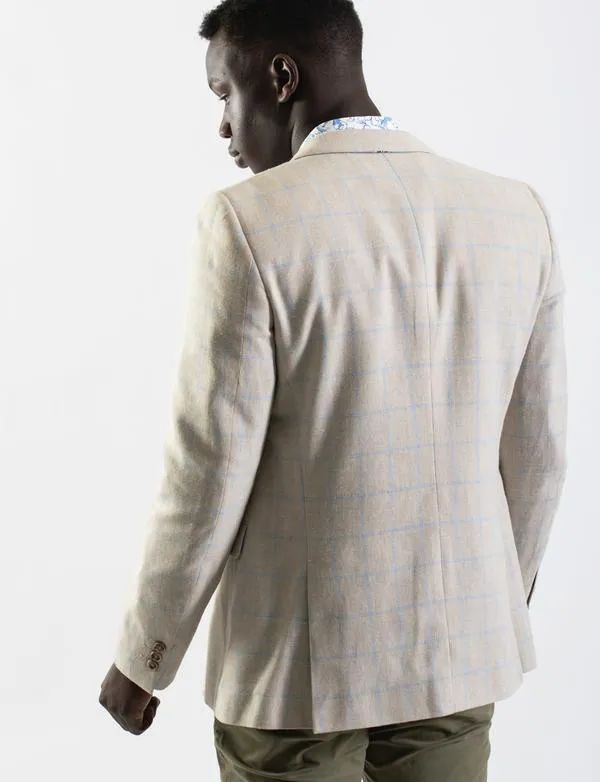 James Harper Stone Textured Windowpane Check Blazer