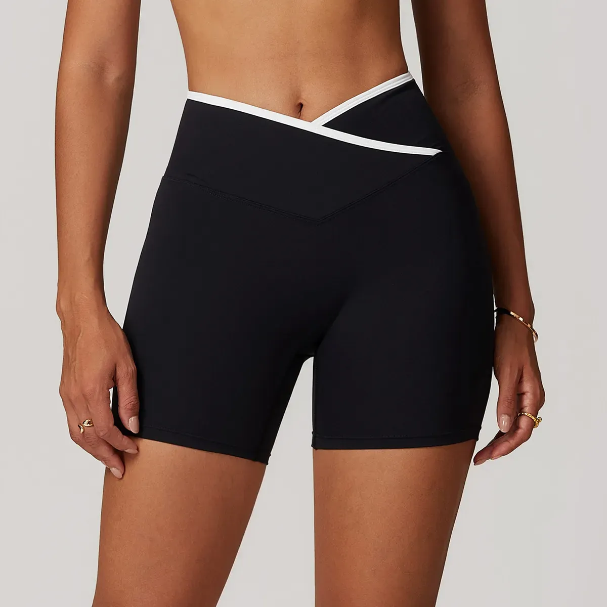 Jazzy High-Rise Crossover Waist Biker Shorts