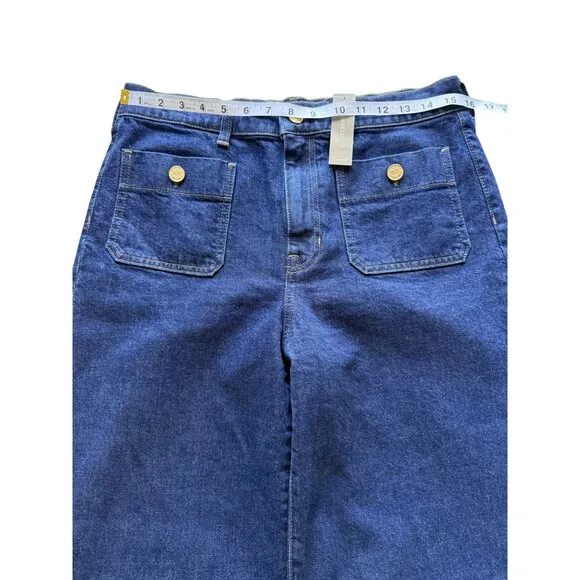 J.Crew Womens High-Rise Slim Wide-Leg Jeans Front Pockets Blue BX942 Size 29 NEW