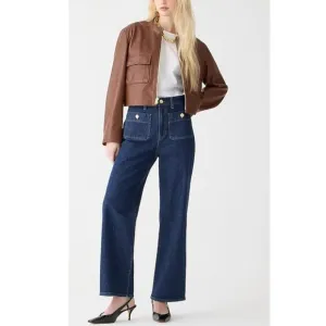 J.Crew Womens High-Rise Slim Wide-Leg Jeans Front Pockets Blue BX942 Size 29 NEW