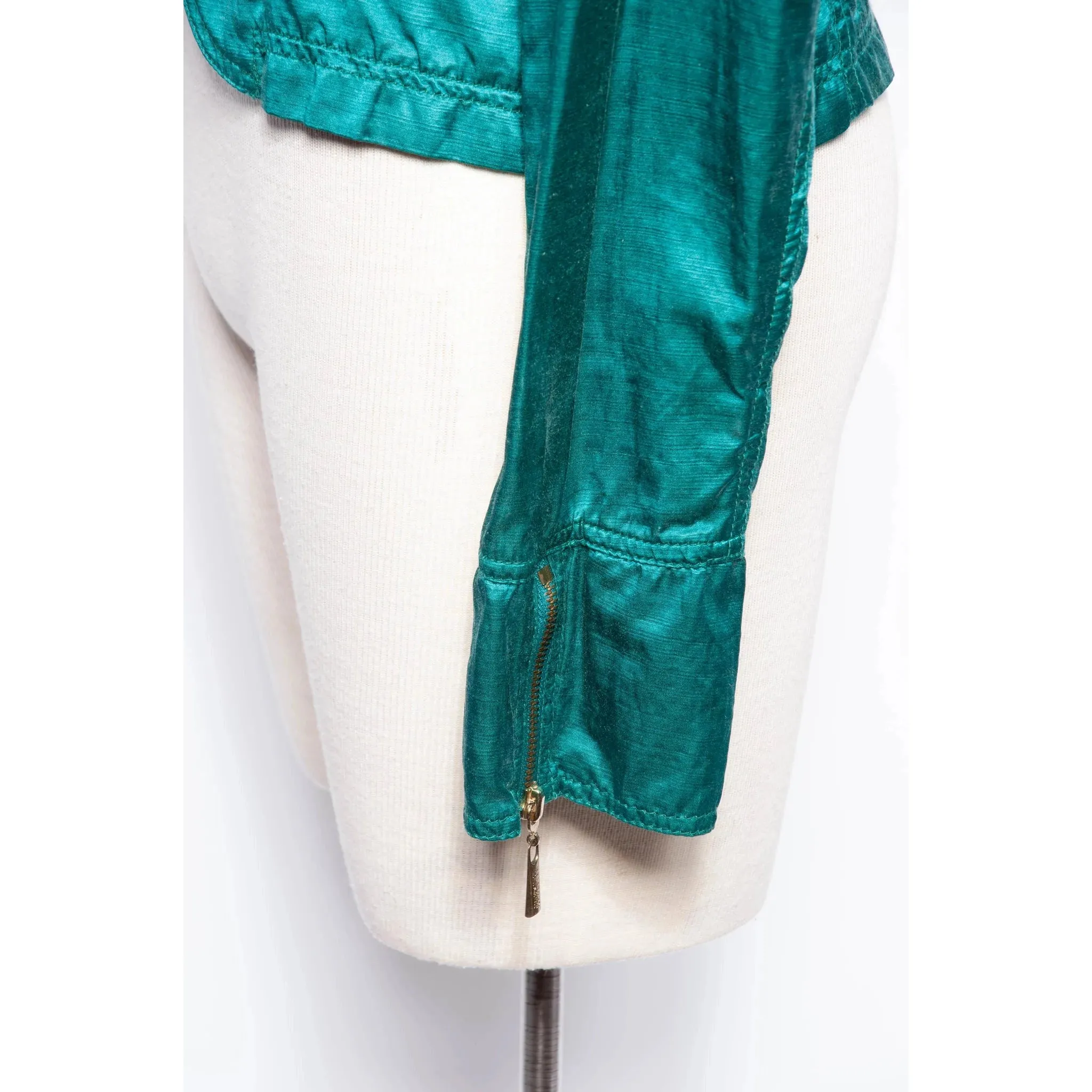JEAN PAUL GAULTIER Vintage Teal Silk Blend Moto Style Jacket | S/M/L