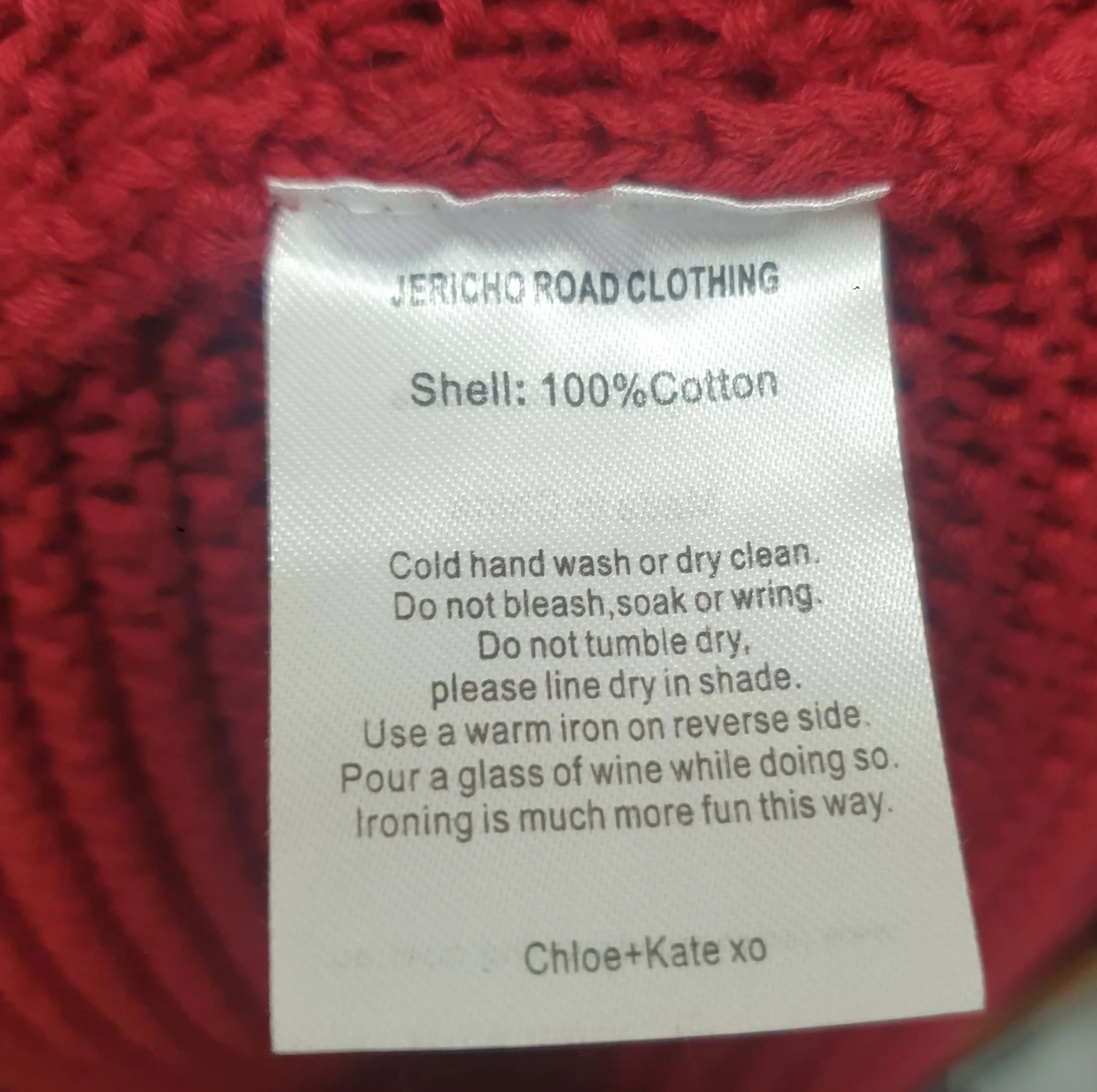 Jericho Road red ribbed 100% cotton knit jumper size 22