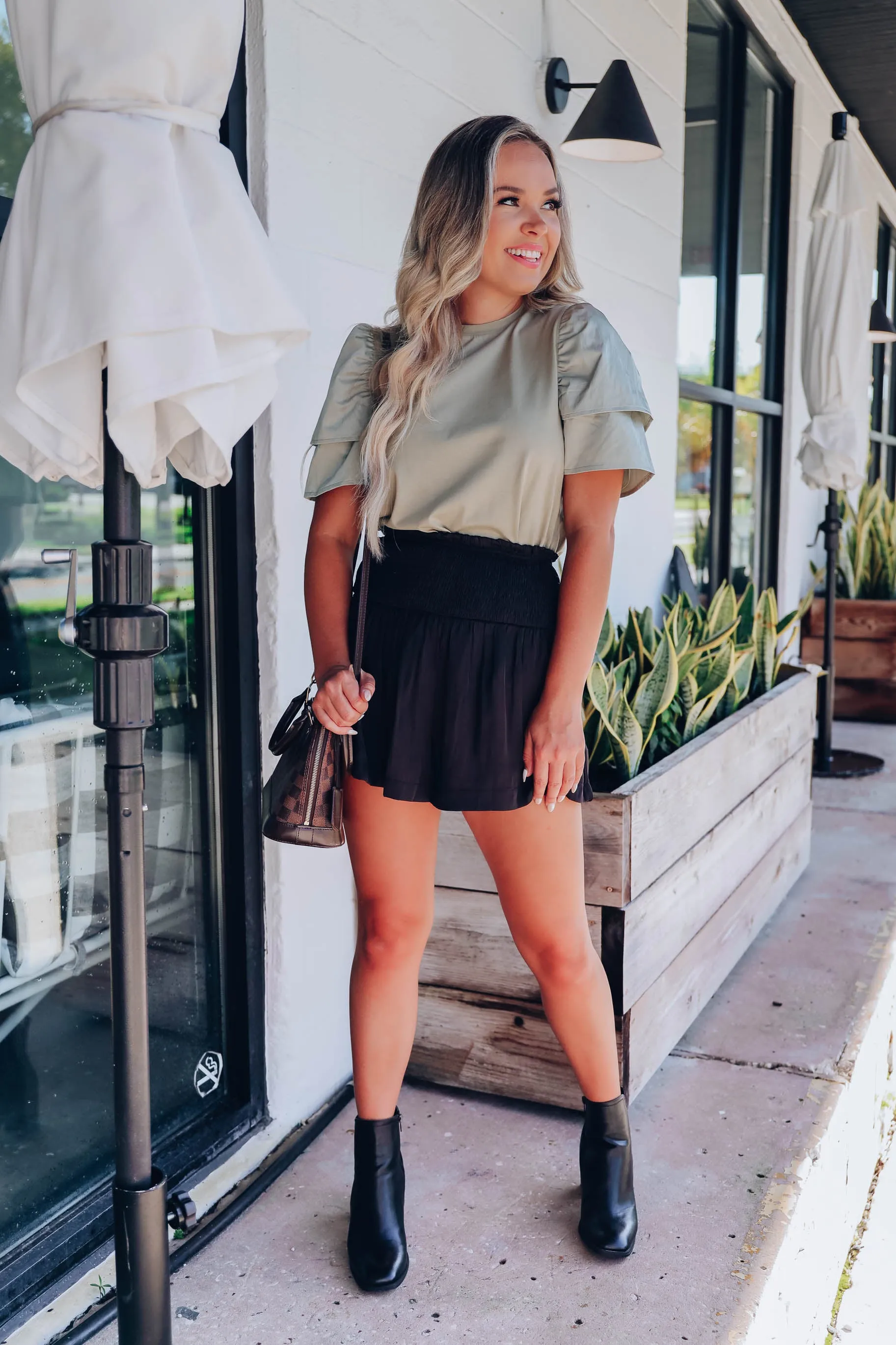 Jet Black Smocked Shorts
