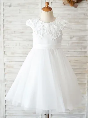 Jewel Neck Beaded Kids Back Bow Beaded Social Party Dresses