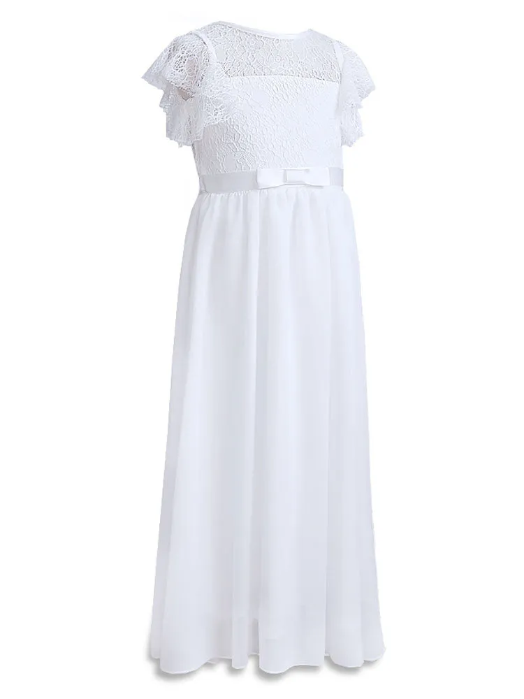 Jewel Neck Sleeveless Pleated Formal Kids Flower Girl Pageant Dress