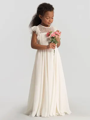 Jewel Neck Sleeveless Pleated Formal Kids Flower Girl Pageant Dress