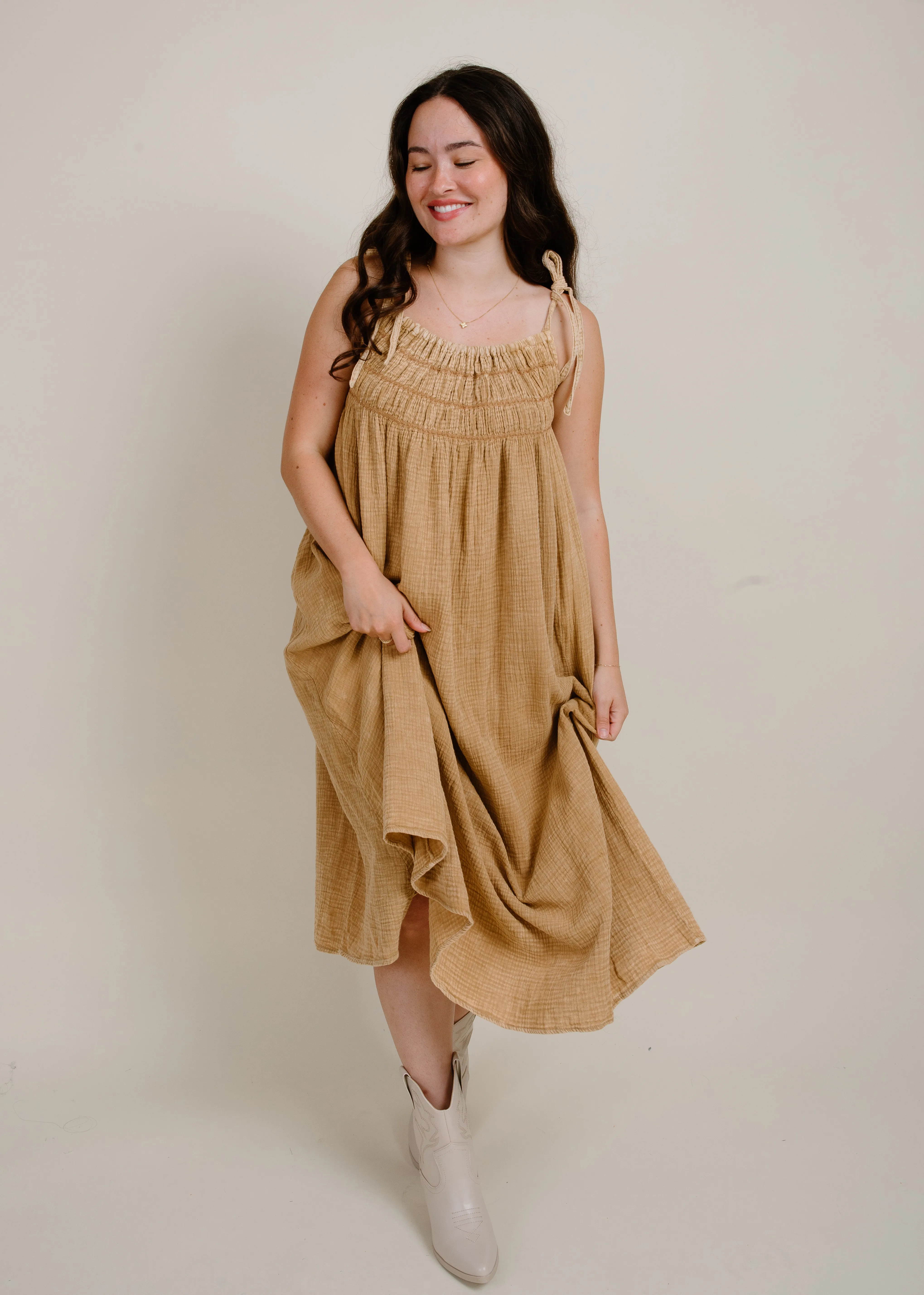 Jocelyn Midi Dress - Tan
