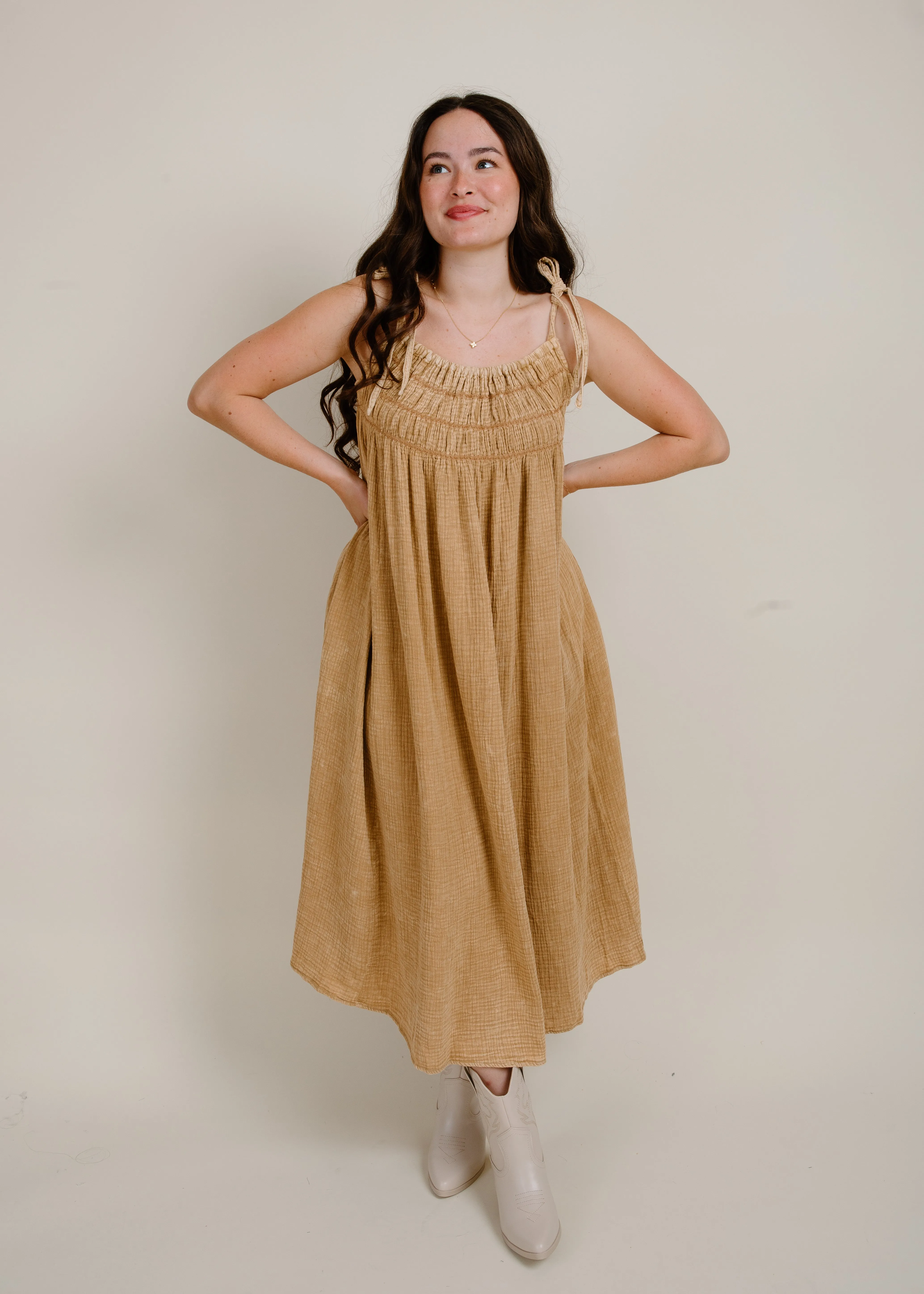 Jocelyn Midi Dress - Tan
