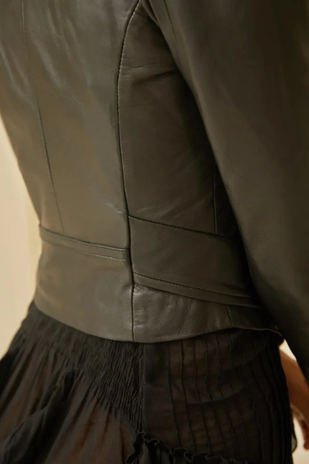 JODI LEE CHARIS LEATHER JACKET BLACK