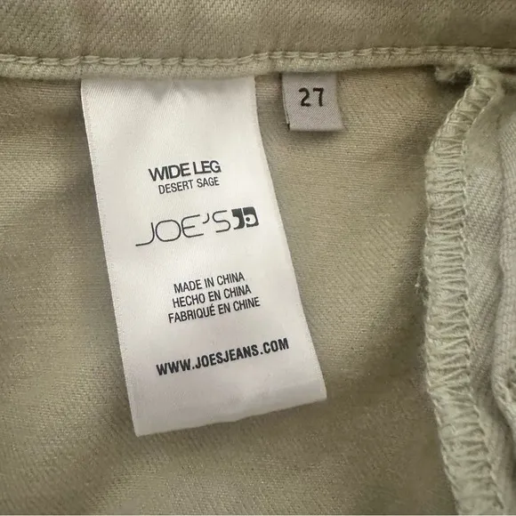 Joes Jeans High Sierra Wide Leg Pant Desert Sage 27 Cropped High Waist