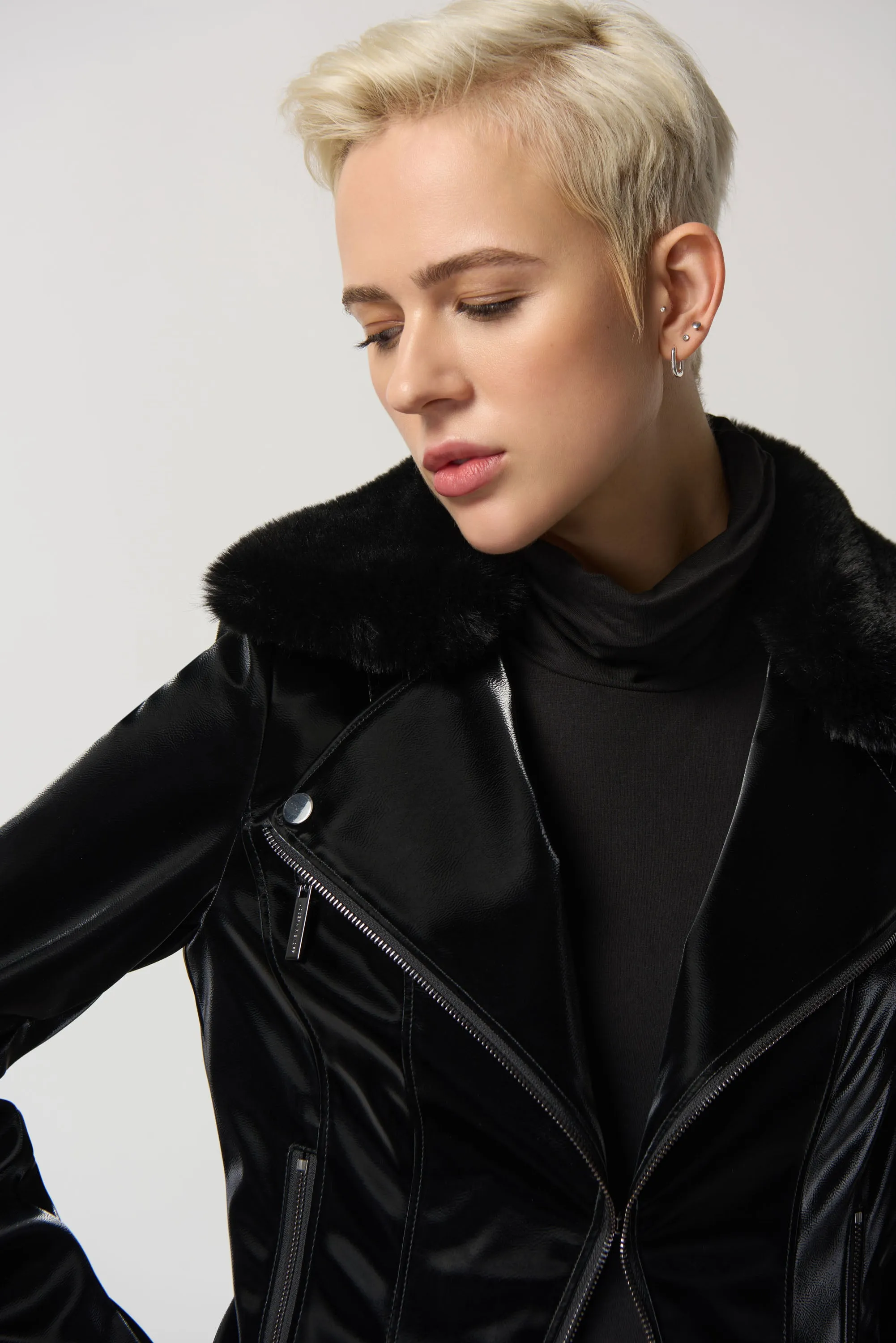 Joseph Ribkoff Faux-Leather Moto Jacket Jr233928