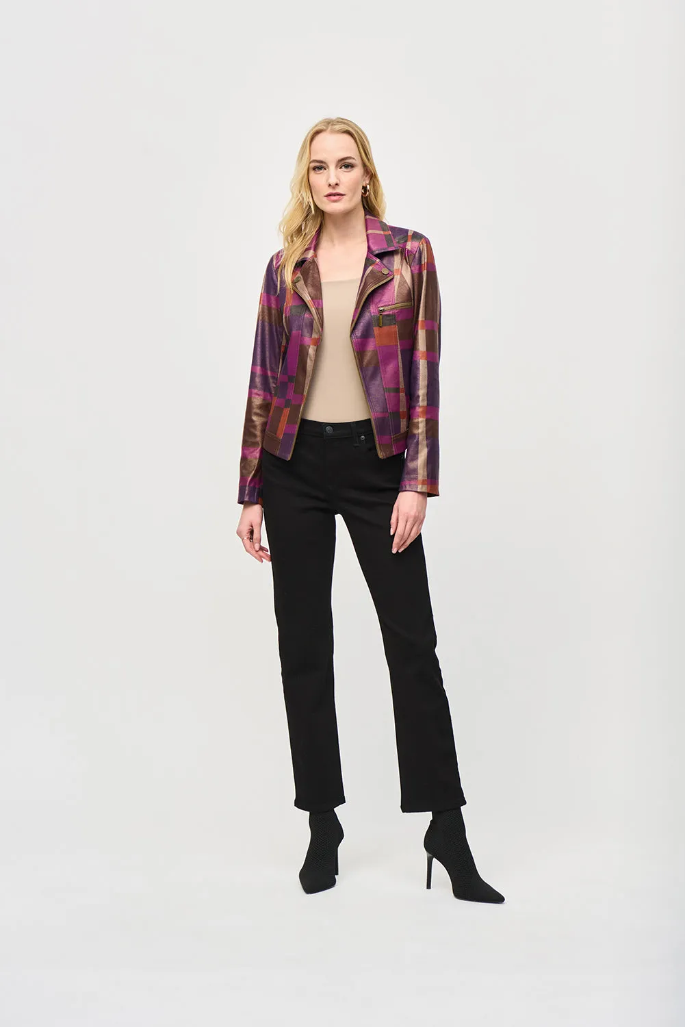 Joseph Ribkoff Foiled Print Faux Suede Jacket Jr243921